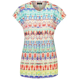 Kurzarmbluse GOLDNER "Kurzarm Printbluse für Damen multicolor", Damen, Gr. 40, bunt (bunt, gemustert), Obermaterial: 100% Viskose CV., Sonstiges, Blusen Kurzarmbluse, Knöpfe