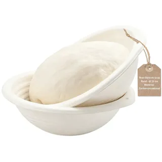 2er Set 25 cm Rund Brotform Gärkorb aus Zellstoff mit 2 Leinen-Einsätzen – Sauerteig Brotbackform für Artisan Sauerteigbrot