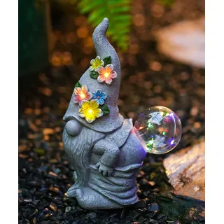 Yeomoo Solar Gartenzwerg Gartendeko, lustige Gartenfigur aus Harz mit LED Licht