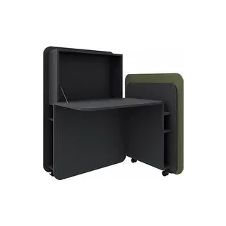 fm FLATup  Sekretär graphit/ dunkelgrün rechteckig, schwarz 107,0 x 41,5 - 91,0 cm