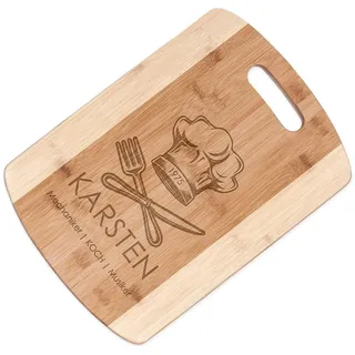 Maverton Bambus Küchenbrett mit Gravur, Servierbrett, Brotzeitbrett massiv | Größe: 35x25 cm, Schneidebrett für Männer, zum Geburtstag, zu Weihnachten, Koch