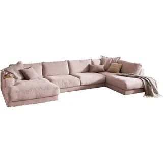 KAWOLA Sofa MADELINE Wohnlandschaft U-Form Cord rosa Longchair links - Rosa