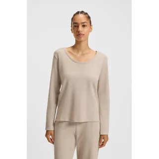 BOSS Langarmshirt "Waffle" Schlaf-Top, Waffelstruktur, aus Baumwollmix, light beige