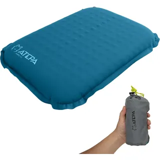 ATEPA Sitzkissen Outdoor, Faltbar Aufblasbar Stadion Flugzeug Unterwegs Camping Wander Bürostuhl Ultraleicht Memory Foam Selbstaufblasend Sitzkissen, Blau