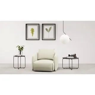 TRENDMANUFAKTUR Sessel »Shawn, Loungesessel, Designsessel, elegant geschwungen Armlehnen« organische Form, bequem, mit hochwertigem Bezug, weiß