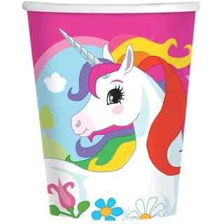 amscan 9902102-66 – Einhorn Kindergeburtstag Party Pappbecher – 8 Stück