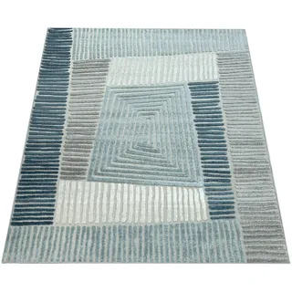 Paco Home Teppich Geometrisches Design Pastell Türkis Grau Creme, Grösse:120x170 cm
