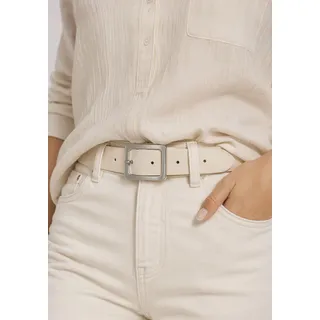 Ledergürtel H.I.S, Damen, Gr. 105, beige (creme), Rindsleder, kontrastfarbene Details, unifarben, Basic, Gürtel Ledergürtel, Schließe in glänzend satiniertem Silber - demnächste NEU bis Gr. 125