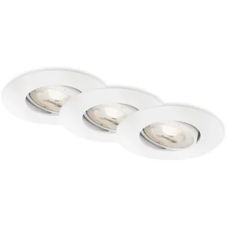 Briloner 3er Set LED Einbaustrahler 230V, Weiß, 90x42 mm (DxH)