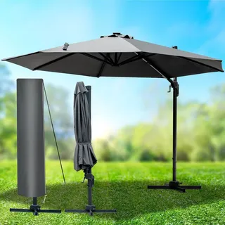 BRAST Ampelschirm Ø 300 cm Grau