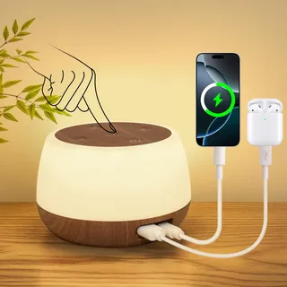 Dorifun LED Nachttischlampe mit Ladefunktion 20W, Nachttischlampe Touch Dimmbar mit RGB Farben & 4 Modi, Kabellose Tischlampe USB Akku mit 3 Timing & Memory Nachtlicht für Kinderzimmer Schlafzimmer