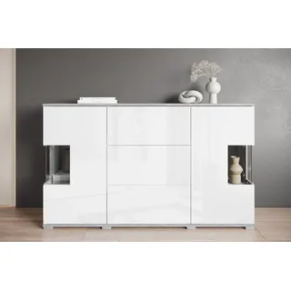 INOSIGN Sideboard »Kenia« 1 Stk. tlg. Sideboard mit 3 Schubladen, 6 Fächern, Glastüren, Breite 150 cm, weiß