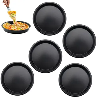 MFCGHXR Mini-Pizzablech Set, 8 Stück, Durchmesser 16 cm, Antihaftbeschichtung, Hochwertiger Kohlenstoffstahl, Ideal für Pizza, Kuchen, Quiche und mehr, Langlebig und Rostfrei