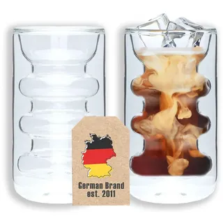 Intirilife Kaffee Gläser 260ml (2-tlg.) , Transparent , Glas , 0.26 L , doppelwandig , Gläser, Gläsersets