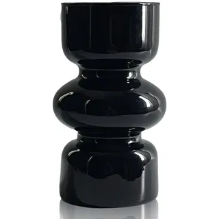 bloflo stu BLOFLO Glasvase für Hydrokultur, 17,8 cm, dreilagige Glas-Blumenvase, zur Dekoration, Moderne geometrische Vase für Dekoration von Heimbüro, Ausstellung, Hochzeitstisch, schwarz