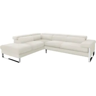 W.Schillig Ecksofa »finn, toller Sitzkomfort, L-Form, hochwertige Verarbeitungsdetails« German Design Award 2016, Fußgestell Chrom glänzend, Breite 281 cm, weiß