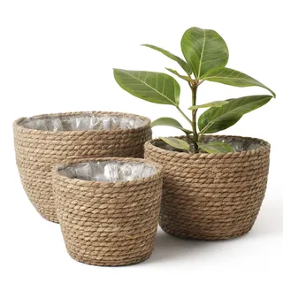 La Jolíe Muse Aufbewahrungskorb, 3er Set aus gewebtem recyclebarem Papierseil, Aufbewahrungsboxen für Accessoires Schminke Mint grün und weiß