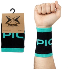 PicSil Sport-Schweißbänder aus Baumwolle, saugfähig, für Cross-Training, Padel, Tennis, Fitness, Unisex, schwarz-grün