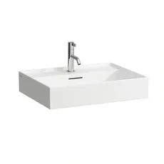 Laufen Kartell Aufsatzwaschtisch 1 Hahnloch, mit Überlauf, Unterseite geschliffen, 600x460mm, H816333, Farbe: Weiß mit LCC Active