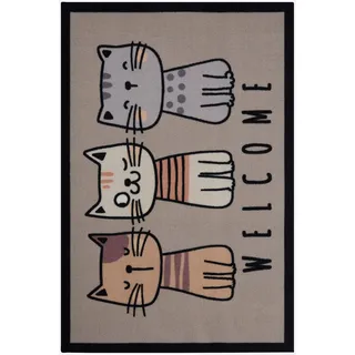 Fußmatte Gr. 1, grau (katzen), B:40cm H:1mm L:60cm, Kunstfaser, Polyamid, Teppiche, Fußmatte
