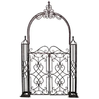 Garden Pleasure Rankbogen mit Tor TOWADA Metall schwarz gebogen 150,0 x 245,0 cm, 1 St.