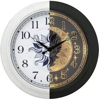 OCEST Outdoor-Uhr Garten Groß - Wetterfeste Wanduhr mit Thermometer, Wasserdicht, Geräuschlos, Batteriebetrieben, Dekouhr für Terrasse, Balkon, Pool & Patio