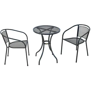 Gardenson Balkonset , Graphitfarben , Metall , 3-teilig , Stühle stapelbar , Gartenmöbel, Gartengarnituren, Balkonmöbel-Sets