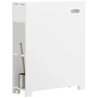 SoBuy Nischenregal mit Rollen Weiß - Holzwerkstoff , 20x75x60 cm , Badezimmer, Badmöbel, Midischränke