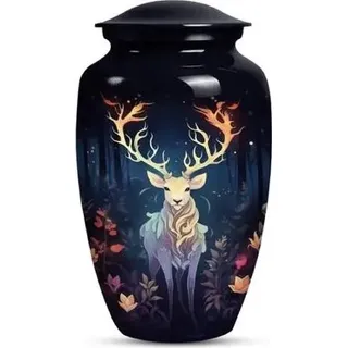 XXL Urne aus Metall - 3,5 Liter - Einzigartige Dekorationsurne für Menschliche und Tierasche - Reh im Wald
