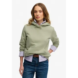 Kapuzensweatshirt SUPERDRY "Essential Logo Emb Hood Hb", Damen, Gr. L, dusty sage, Sweatware, Obermaterial: 100% Baumwolle, unifarben, Rundhals, Rippbündchen, Sweatshirts Kapuzensweatshirt