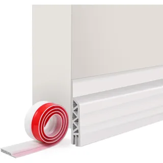 Vinabo Isolierender Tür-Zugluftstopper, 100 cm x 5 cm, Anti-Zugluft-Türboden & Türabdichtung, Selbstklebender Türboden, Eingangstür-Isolierung, Kälteschutz, Schallschutz (1 x weiß) (Packung mit 5)