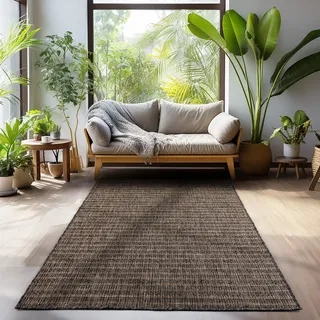 Einfarbiger Outdoor Teppich Läufer Flur Balkon Terrasse Küche Camping Carpet Wetterfest Weich Farbe: Schwarz, Größe: 120x170 cm - Schwarz