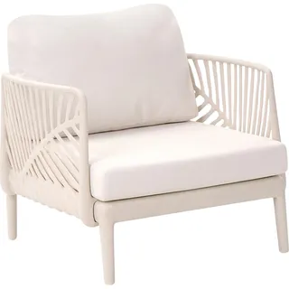 BELIANI Gartensessel Hellbeige Kunststoff Gestell mit Sitzkissen Tiefes Niedriges Design Moderner Stil Gartenstuhl Gartenmöbel Outdoor - Beige