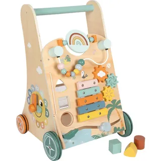 small foot Lauflernwagen , Multicolor , Metall, Holz , 33x50x32 cm , EN 71 , Hinterrad mit Gummierung , Spielzeug, Babyspielzeug, Lauflernwagen