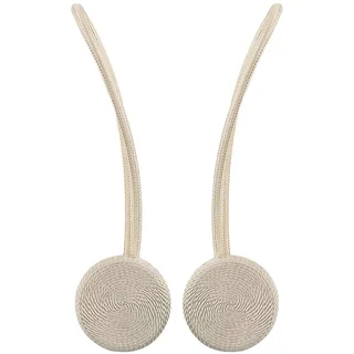 Lewondr Magnetischer Vorhang Raffhalter zum Anklemmen Vorhänge(2 Stücke), Fenster drapieren Holdbacks Dekoratives Handstrickendes mit starkem dauerhaftem Magneten für Innenministerium, Beige