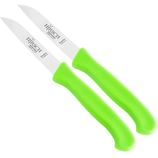 Hirsch Gemüsemesser Solingen Germany | Obstmesser Glattschliff | BPA-frei Küchenmesser | sehr scharf | Gerade Klinge | rostfrei | Messerset Schälmesser (Grün)