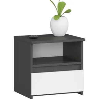 3xEliving Kommode, Sideboard, Nachttisch mit 1 Schublade und 1 Ablage (B:40cm x H:40cm x T:35cm) in Graphit Grau & Weiß - Grau, Weiß