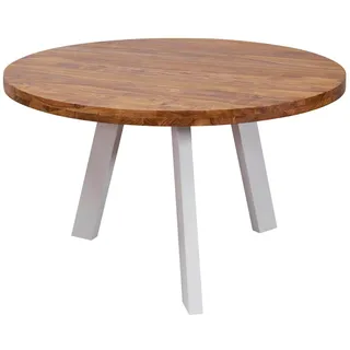 FineBuy Esszimmertisch Ø 130 cm Sheesham Holztisch Massiv Küchentisch Tisch