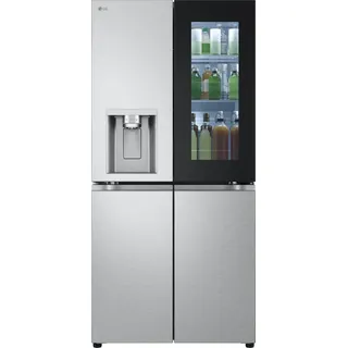 LG GMG861MBAE SLIM Multi-Door Kühlschrank mit Gefrierfach (508 L, Energieklasse E) mit InstaView, Eis- und Wasserspender, UVNano, Total No Frost, Silber