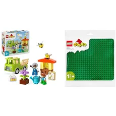 LEGO DUPLO Town Imkerei und Bienenstöcke, Lernspielzeug & DUPLO Bauplatte in Grün, Grundplatte für DUPLO Sets, Konstruktionsspielzeug für Kleinkinder 10980