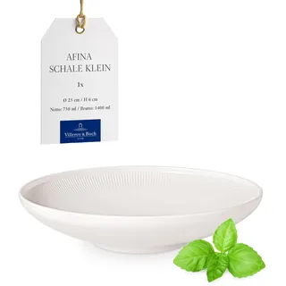 Villeroy & Boch Afina Suppenteller Mittelgroß Weiß, Spülmaschinenfest, Mikrowellensicher, Teller, Geschirr Keramik, mittelgroße Bowl Stapelbar für Salate, Suppen und Pasta, Premium Porzellan