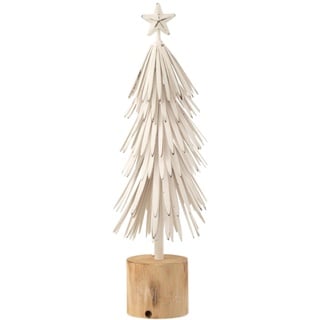 J-LINE - Weihnachtsbaum auf Fuß, Metall, Weiß, klein