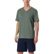 Schiesser Herren Mix & Relax T-shirt V-ausschnitt Pyjamaoberteil, Jade, 50