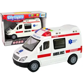 Lean Toys Krankenwagen Lichter Sounds Reibungsantrieb Spielzeug Fahrzeug Spiel, Größe:UNIVERSAL