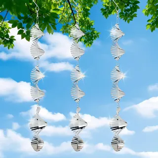 XSHAO® 3 Stück Windspiele aus Edelstahl, 3D Reflektierende Vogelschreck Windspiel Garten Hängend für Outdoor Wohnzimmer Fenster Korridor Hof Dekoration