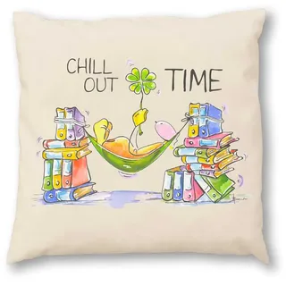 Oups Zirbenkissen 30 x 30 cm Chill Out time, naturbelassene Zirbenspäne Kissen 100% Baumwolle Zierkissen