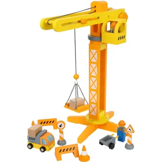 Small Foot Company Baukran mit Baustellenzubehör (12007)