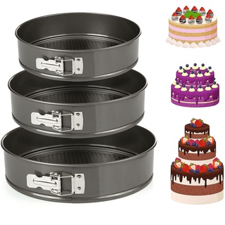 Diealles Shine Kuchenform Set Rund, Kuchenform Rund 24 cm Tortenbackform 26 cm Springform 28 cm Rund mit Flachboden Kuchenformen Auslaufsicher, Antihaftbeschichtet, 3 Größen: 24cm/26cm/28cm