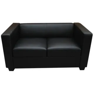 Mendler Couch Leder 2-Sitzer Schwarz