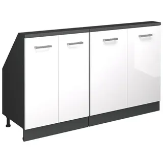 Vicco Dachschrägenschrank-Set Rion Weiß Hochglanz 2er Set , Weiß Hochglanz, Anthrazit , Holzwerkstoff , Rechteckig , 140x83.8x46 cm , Kleinmöbel, Kommoden, Kommoden